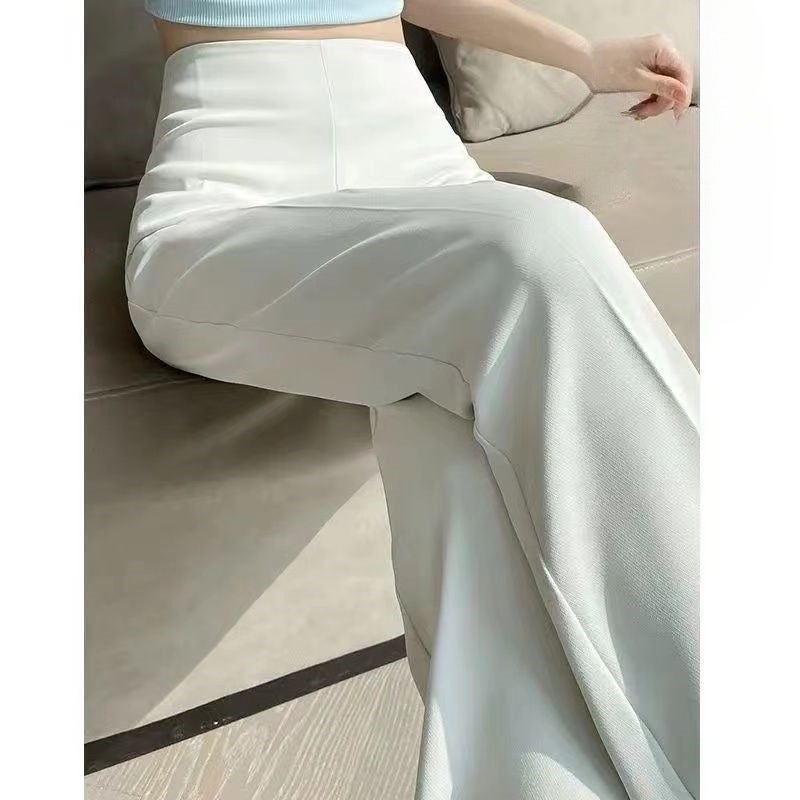 Casual Suit Pants For Women, , Petite Narrow Black Wide-Leg Pants With Side Zipper, High-Waisted, Slimming, Drapey, Flared Pants - Image 2